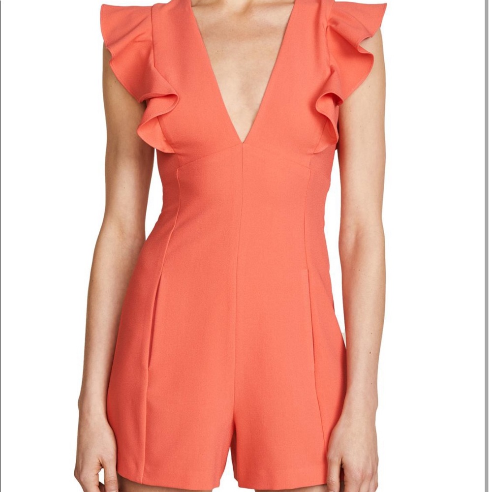 Black Halo Deklyn Romper Melon/Orange Ruffled